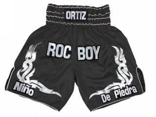 Custom Design Boxing Trunks with name : KNBXCUST-2041-Black